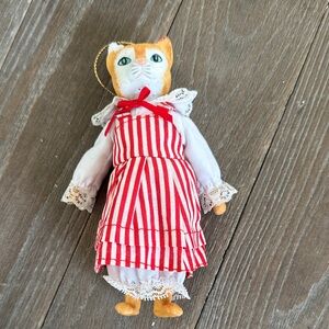 Striped Red and White Cat Plush Toy